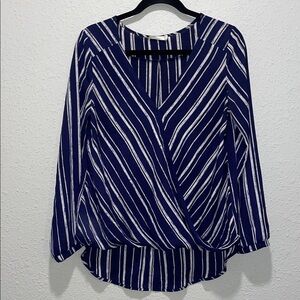 Lush Blue and White Striped Blouse